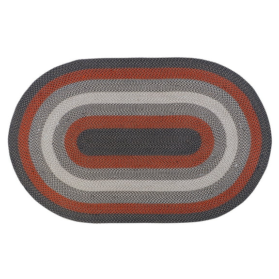 Super Area Rugs Bradford Indoor Outdoor Reversible Braided Rug 2' x 3' Oval - Gray & Red
