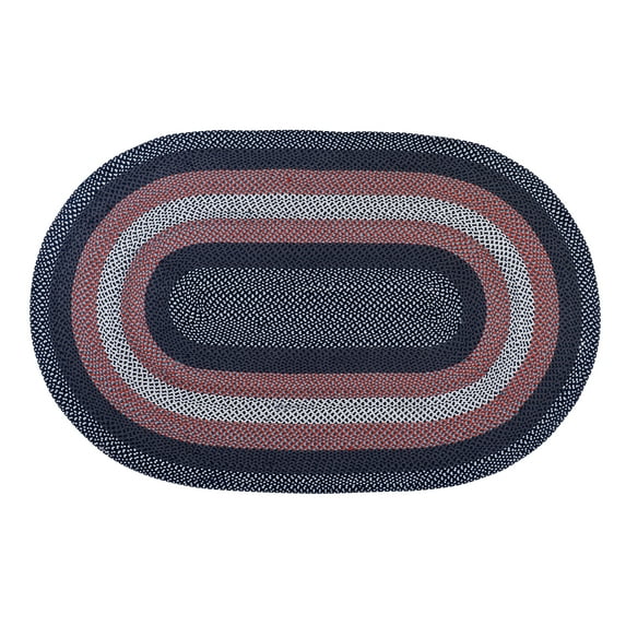 Super Area Rugs Bradford Indoor Outdoor Reversible Braided Rug 3' x 5' Oval - Red, White & Blue