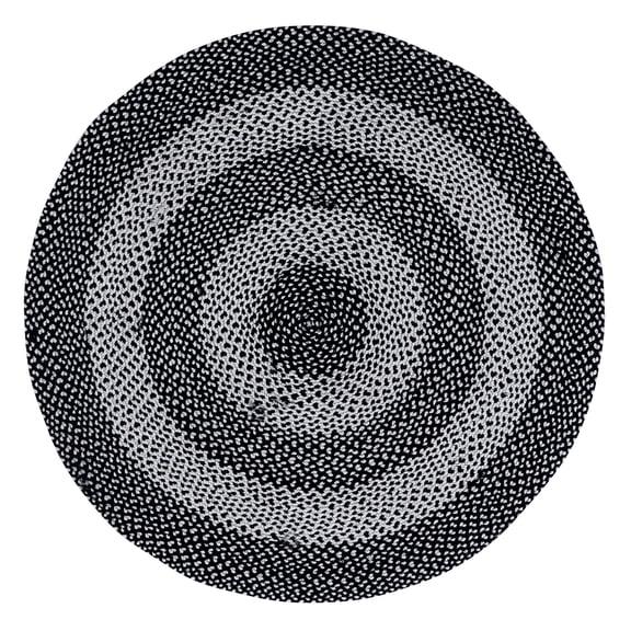 Super Area Rugs Bradford Indoor Outdoor Reversible Braided Rug 4' x 4' Round - Black & White