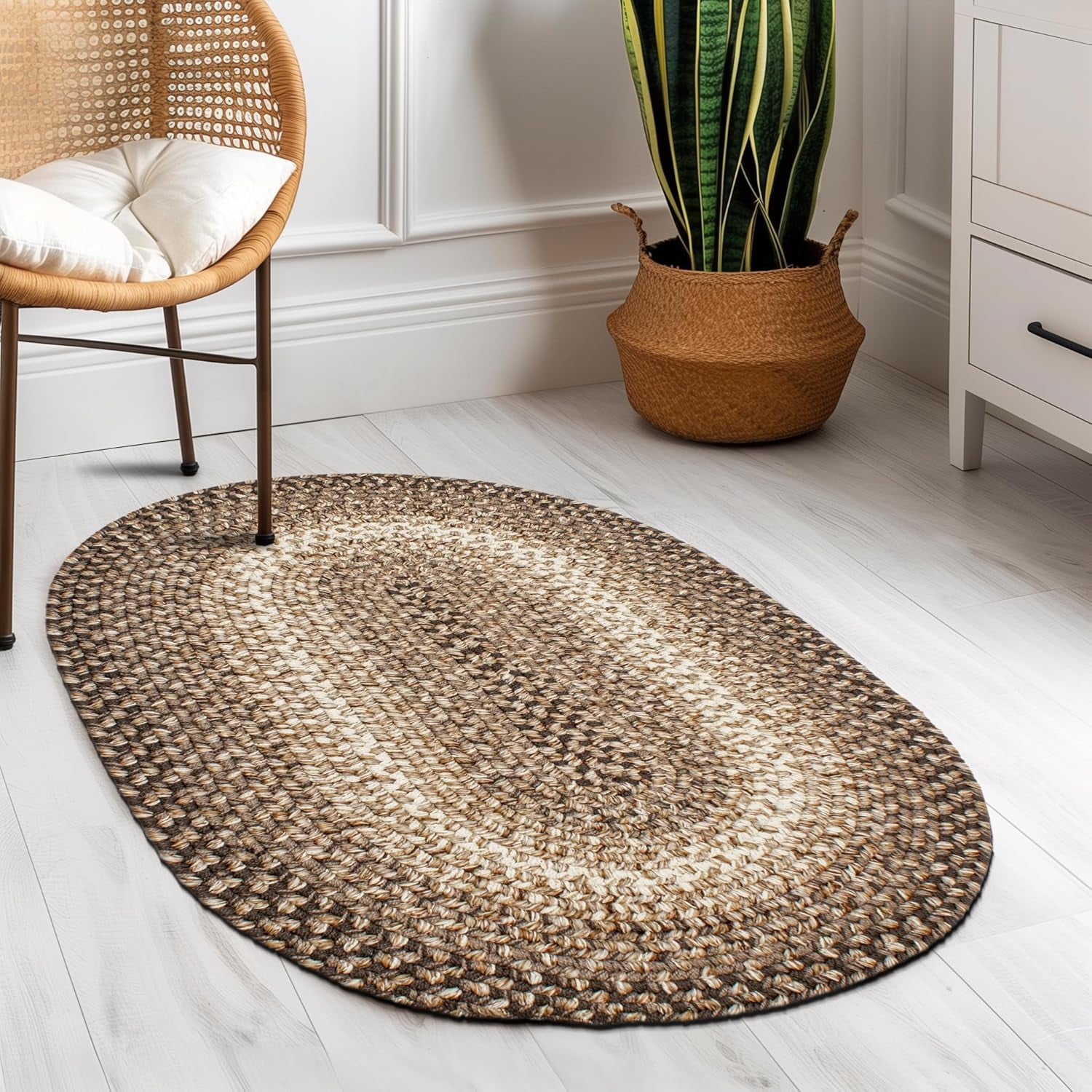 Super Area Rugs Braided Rugs 2X3 Farmhouse Kitchen Rug Ridgewood