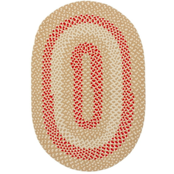 Super Area Rugs Braided Farmhouse Cotton Reversible Area Rug Beige - Oval 2' x 3'