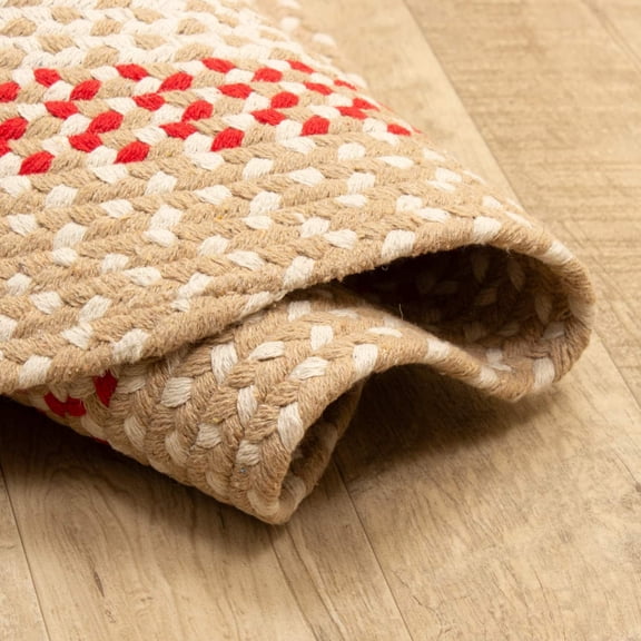 Super Area Rugs Braided Farmhouse Cotton Reversible Area Rug Beige - Oval 5' x 7'