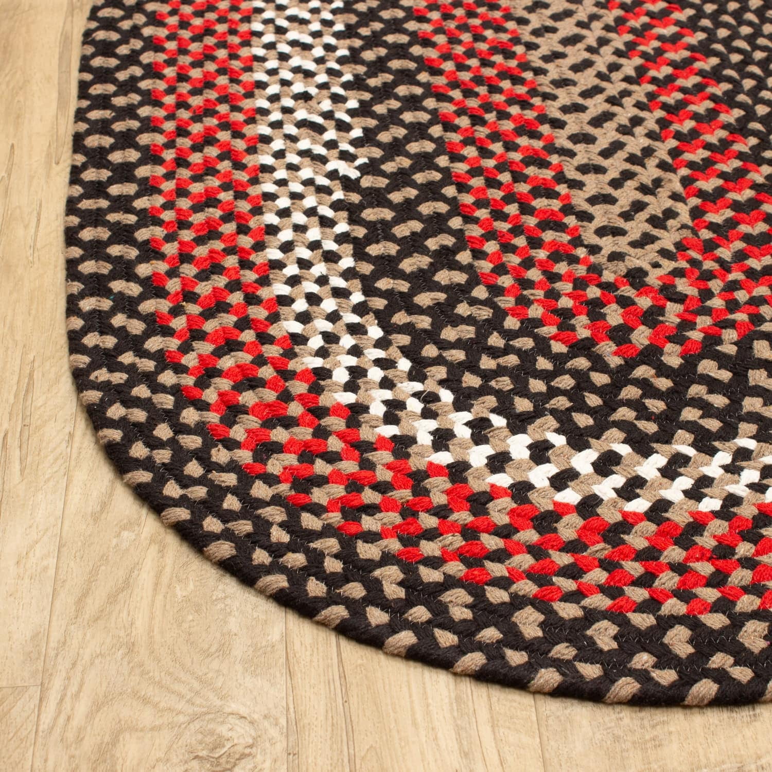 Super Area Rugs Braided Farmhouse Cotton Reversible Area Rug Black ...