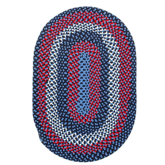 Super Area Rugs Braided Farmhouse Cotton Reversible Area Rug Blue - Oval 2' x 3'