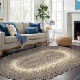thumbnail image 1 of Super Area Rugs Braided Rugs Farmhouse Kitchen Rug - Ridgewood Braided Rug for Living Room - Reversible - Indoor/Outdoor - Made in USA - Brown Velvet/Beige, 10' X 13' Oval, 1 of 18