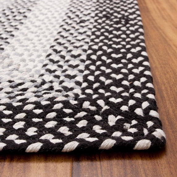 Super Area Rugs Country Braided Farmhouse Cotton Reversible Area Rug Black & Gray - Rectangle 5' X 8'