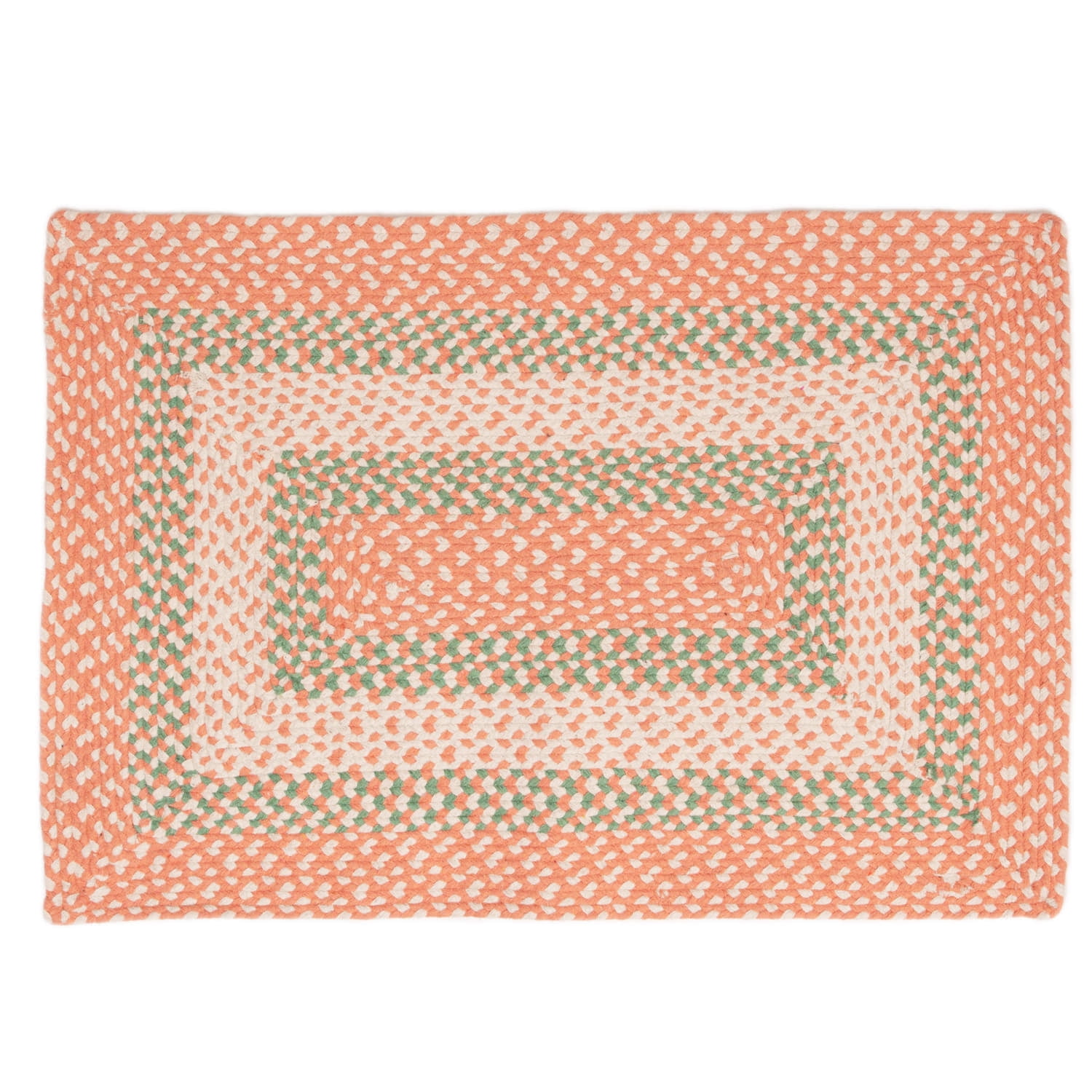 Handmade Coral & Green Cotton Braided Reversible Area Rug 2' x 3'