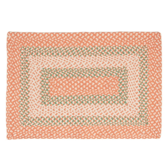 Super Area Rugs Country Braided Farmhouse Cotton Reversible Area Rug Coral & Green - Rectangle 2' X 3'
