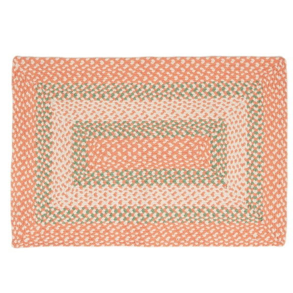 Super Area Rugs Country Braided Farmhouse Cotton Reversible Area Rug Coral & Green - Rectangle 3' X 5'