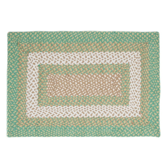 Super Area Rugs Country Braided Farmhouse Cotton Reversible Area Rug Green & Cream - Rectangle 3' X 5'