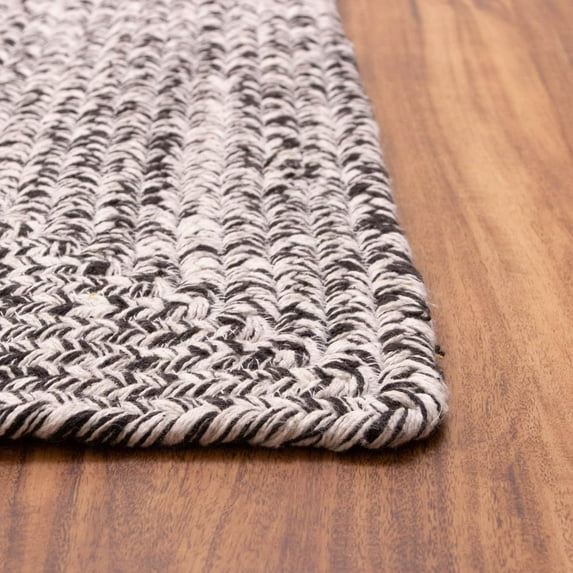 Super Area Rugs Country Farmhouse Braided Cotton Handmade Area Rug Black & White Runner 2' X 6' 6' Runner Runner