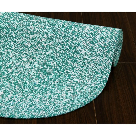 Super Area Rugs Country Farmhouse Braided Cotton Handmade Area Rug Light Green & White 3' x 5' 3' x 5' Oval