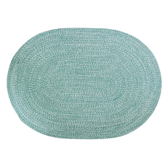 Super Area Rugs Country Farmhouse Braided Cotton Handmade Area Rug Light Green & White 8' x 10' 8' x 10' Oval