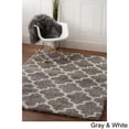 thumbnail image 1 of super area rugs, cozy plush gray & white trellis shag rug, 5' x 7' 2", 1 of 5