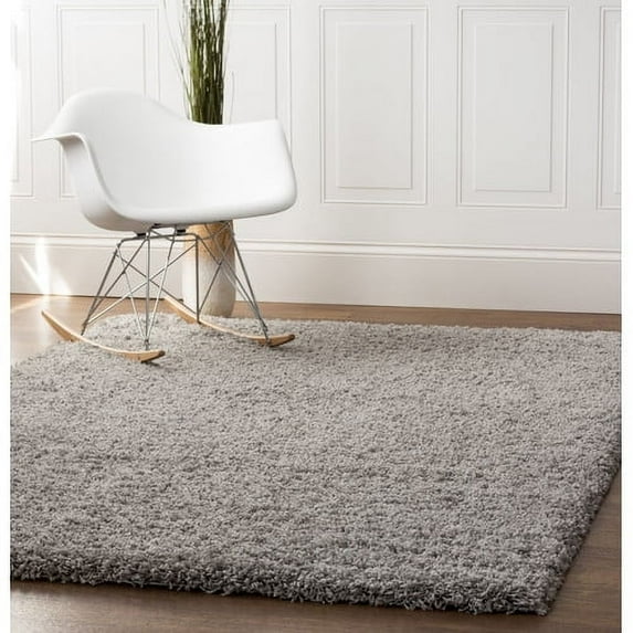 Super Area Rugs, Cozy Plush Solid Gray Shag Rug , 5' X 8'