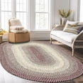 thumbnail image 1 of Super Area Rugs Large Braided Rugs 8X11 Modern Kitchen Rug - Ridgewood Braided Rug for Living Room - Reversible - Indoor/Outdoor - Made in USA - Burgundy/Beige, 8' X 11' Oval, 1 of 18