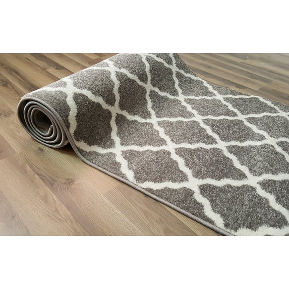 Super Area Rugs, Metro Stain-Resistant Gray Trellis Rug, 2' 8" X 8'