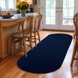 Super Area Rugs Navy Blue Braided Rug Country Kitchen & Hallway Braided ...