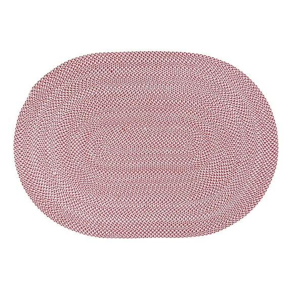 Super Area Rugs Tri-Color Braided Cotton Farmhouse Rug Red,White,Gray 5' x 7' 5' x 8' Indoor, Handmade Oval