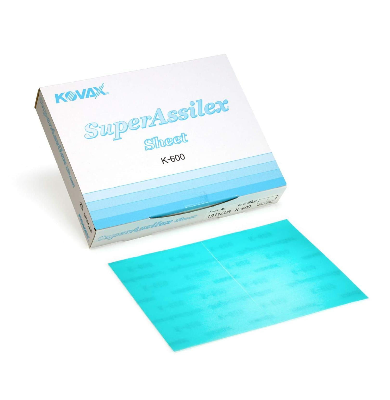 Super Assilex Flexible Sanding Sheets, Sky K600, Hook & Loop, 1911508, 25 Sheets
