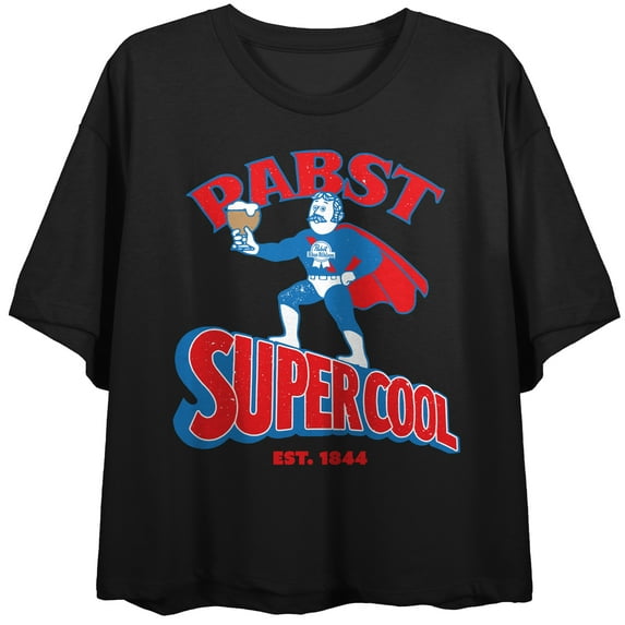 Super Bartender Supercool Est 1844 PBR Women's Black Crop Top-Small