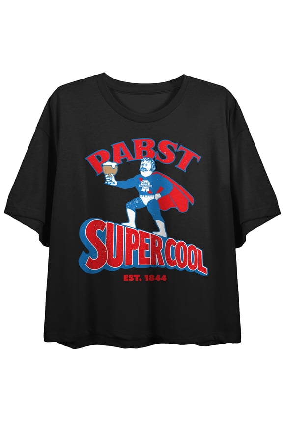 Super Bartender Supercool Est 1844 PBR Women's Black Crop Top-XS