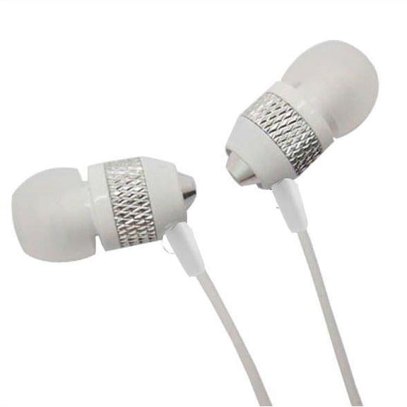 Super Bass Noise-Isolation Stereo Earbuds/ Earphones Compatible with Google Pixel 3a, Pixel 3a XL, for Samsung Galaxy Xcover 4s, HTC U19e, Desire 19+ (White) - w/ Mic + MND Stylus