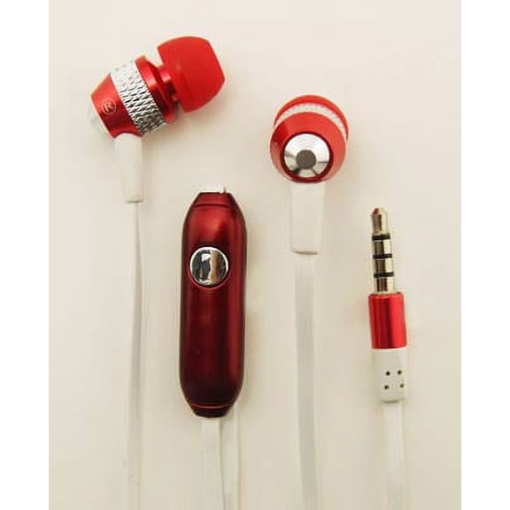 Super Bass Noise-Isolation Stereo Earbuds/ Earphones for Samsung Galaxy A32,M02s, A12, M21s, A42,M01, J2 Core (2020), A11,A01,A10, M10, J4 Core, J4+, J6+, A7 (2018) (Red) - w/ Mic