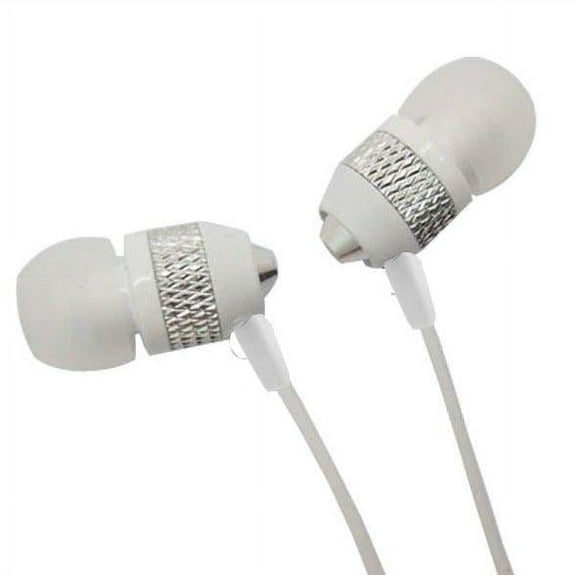 Super Bass Noise-Isolation Stereo Earbuds/ Earphones for Samsung Galaxy S10 5G, S10+, S10, S10e (White) - w/ Mic + MND Stylus