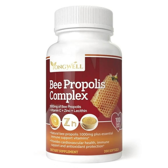 Super Bee Propolis Complex With Vitamin C, Zinc, and Lecithin (200 Capsules)