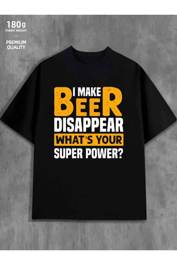 Super Beer Power for men 180G 100% Cotton black Trendy Unisex Shirt Graphic Tee tshirts Funny Unisex Shirt Graphic Tee tshirts Trendy Unisex Shirt Short Sleeve tshirts
