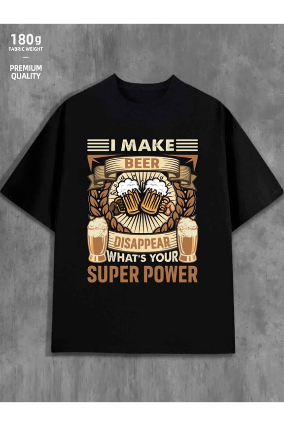 Super Beer Power mens 180G 100% Cotton black Original Unisex Shirt Graphic Tee tshirts Casual Unisex Shirt Short Sleeve tshirts Funny Unisex Shirt Cotton tshirts Original Unisex Shirt Graphic tshirts
