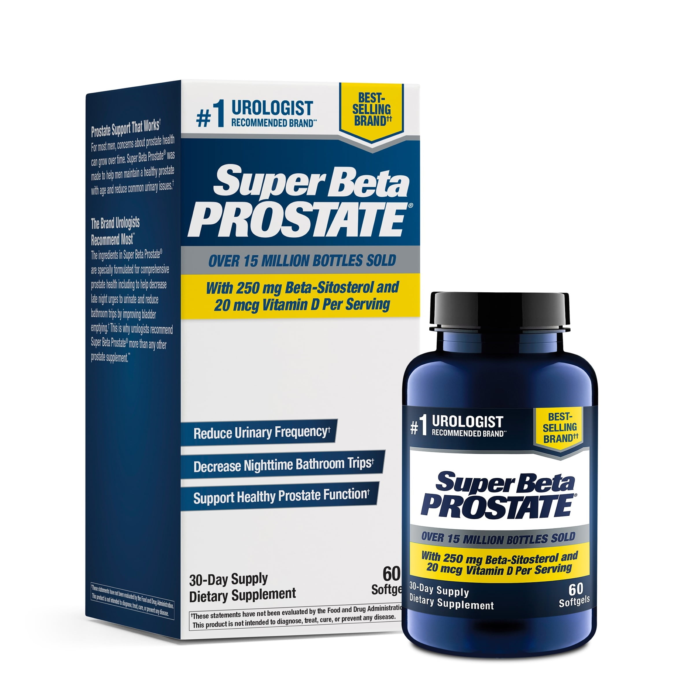 Super Beta Prostate Recommended Prostate Supplement for Men, Beta Sitosterol, 60 Softgels