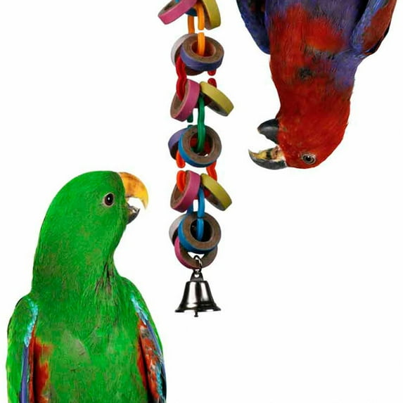 Super Bird Creations SB626 Hoopla Bird Toy - Colorful Bagel Rings - Improves Chewing Behavior & Auditory Senses - Ringnecks Medium Conures Quakers - Bird Toy for Medium to Large Birds - 15" x 2.5"