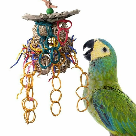 Super Bird Creations SB535 Mexican Hat Dance Bird Toy - Enriching Bird Toy for Medium Bird Size - Cockatiels Parakeets Parrots Quakers Caiques - Stimulating and Colorful Chew Bird Toy - 10" x 5.5"