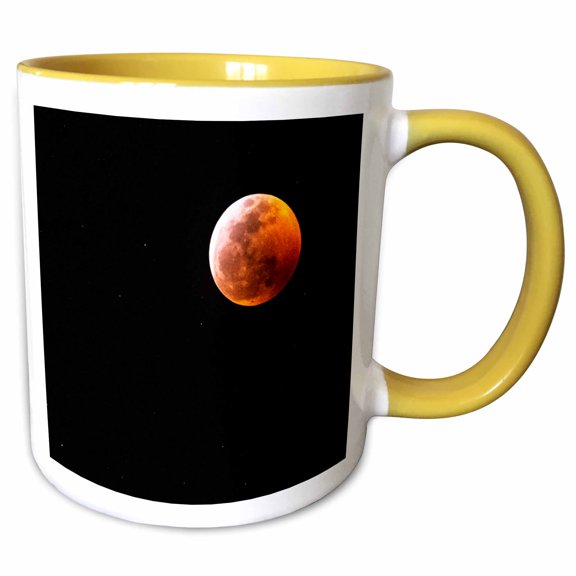 3drose, Super Blood Moon and Lunar Eclipse January 20, 2019., 11oz Two-tone Yellow Mug