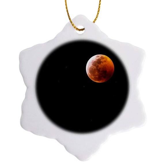 3drose, Super Blood Moon and Lunar Eclipse January 20, 2019., 3 inch Snowflake Porcelain Ornament