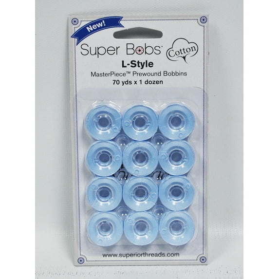 Super Bobs MasterPiece Cotton 70yd Prewound Bobbins 12ct L-Style Baby Jeffy