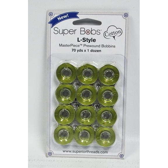Super Bobs MasterPiece Cotton 70yd Prewound Bobbins 12ct L-Style Donatello