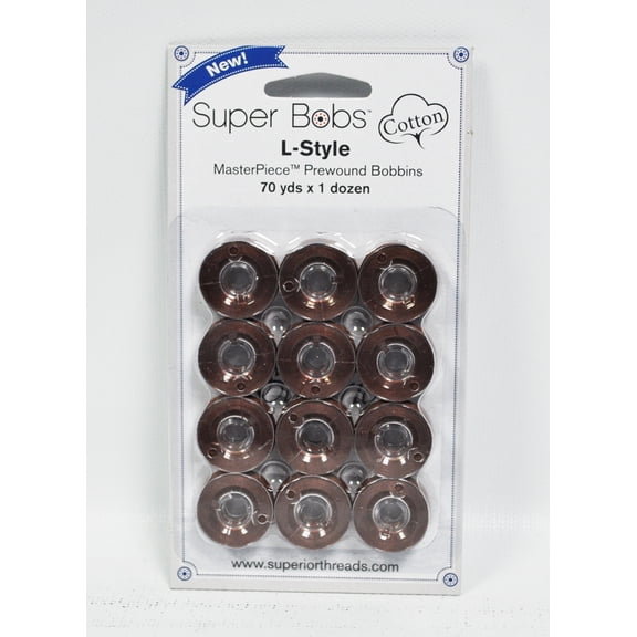 Super Bobs MasterPiece Cotton 70yd Prewound Bobbins 12ct L-Style El Greco