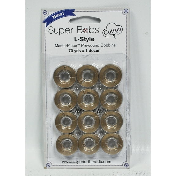 Super Bobs MasterPiece Cotton 70yd Prewound Bobbins 12ct L-Style Fresco