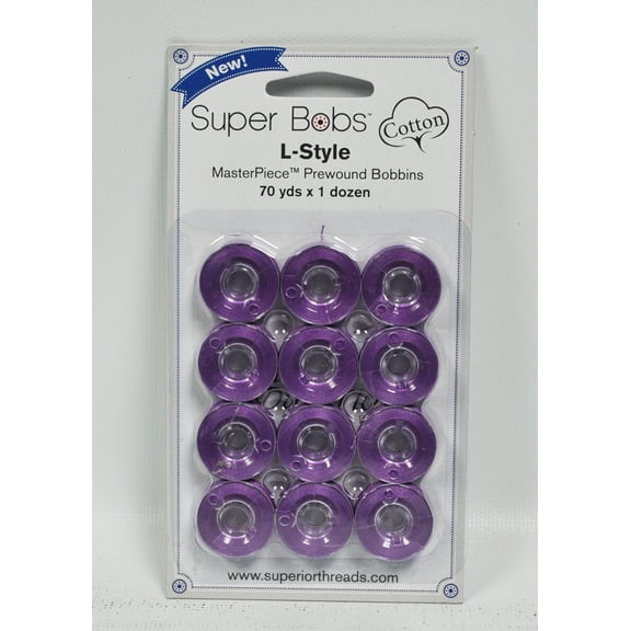 Super Bobs MasterPiece Cotton 70yd Prewound Bobbins 12ct L-Style Mona Lisa