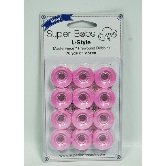 Super Bobs MasterPiece Cotton 70yd Prewound Bobbins 12ct L-Style Peony