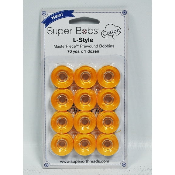 Super Bobs MasterPiece Cotton 70yd Prewound Bobbins 12ct L-Style Soleil