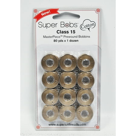Super Bobs MasterPiece Cotton 80yd Prewound Bobbins 12ct Class 15 Fresco