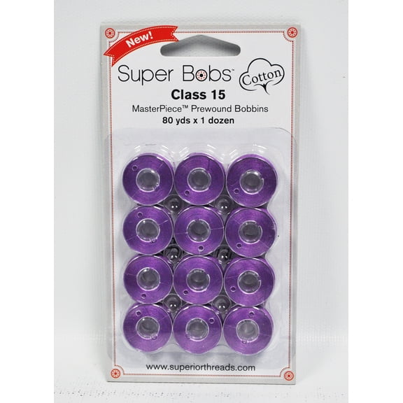 Super Bobs MasterPiece Cotton 80yd Prewound Bobbins 12ct Class 15 Mona Lisa