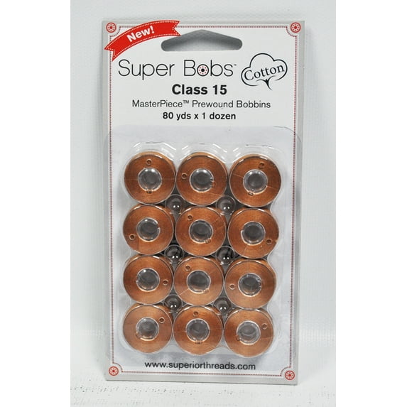 Super Bobs MasterPiece Cotton 80yd Prewound Bobbins 12ct Class 15 Paint Brush