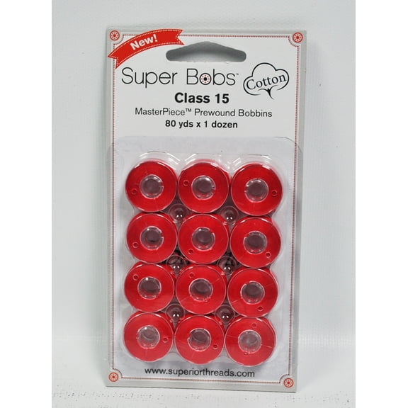 Super Bobs MasterPiece Cotton 80yd Prewound Bobbins 12ct Class 15 Smart Alex