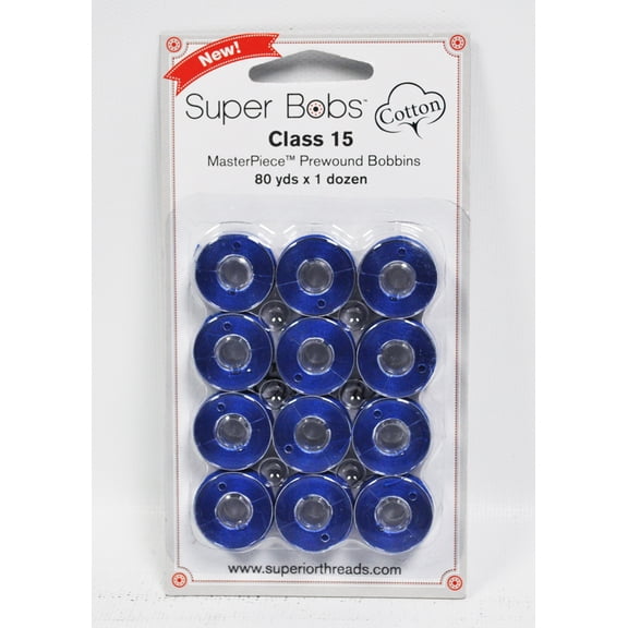Super Bobs MasterPiece Cotton 80yd Prewnd Bobbins 12ct Class 15 Starry Starry Nt