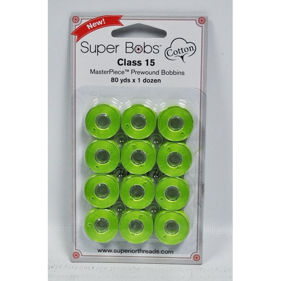 Super Bobs MasterPiece Cotton 80yd Prewound Bobbins 12ct Class 15 SubLime